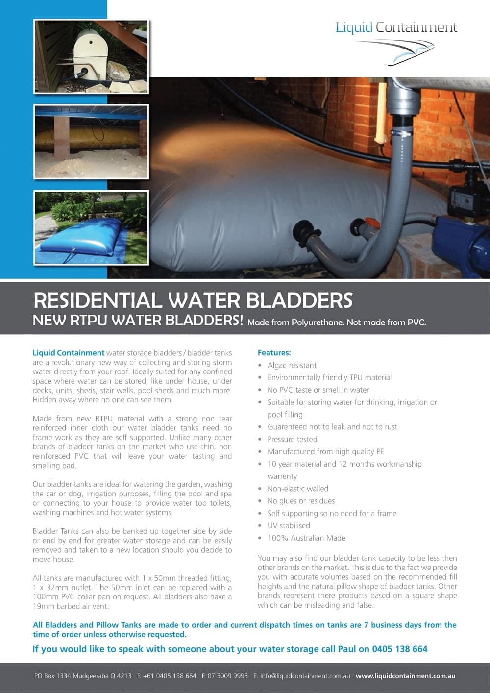 Product Brochures | Liquid Containment Bladders &amp; Liners